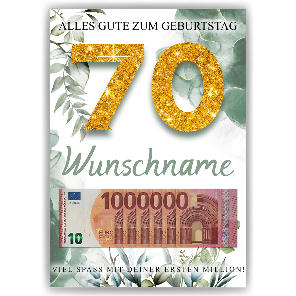 Personalisiertes Geldgeschenk zum 70. Geburtstag Männer Frauen Geburtstagsgeschenk Geld Geschenk personalisierbar