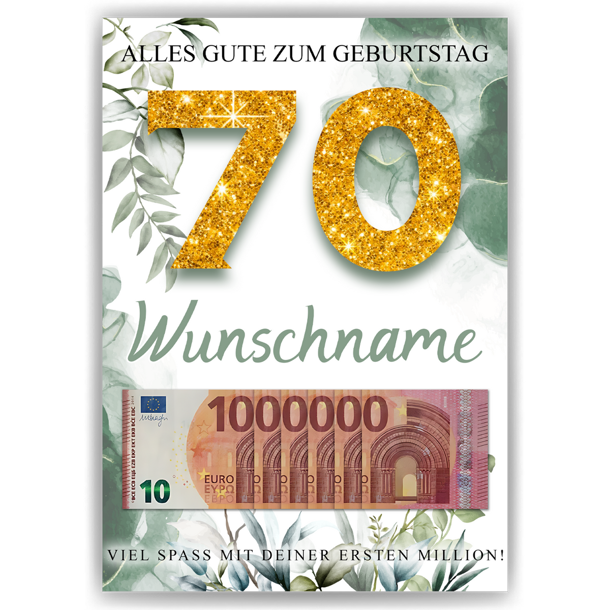Personalisiertes Geldgeschenk zum 70. Geburtstag Männer Frauen Geburtstagsgeschenk Geld Geschenk personalisierbar