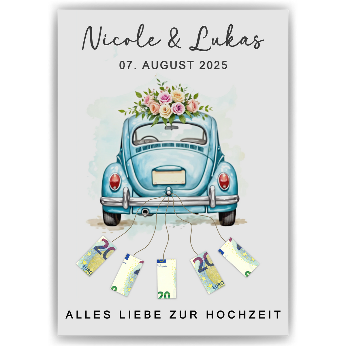 Hochzeitsauto Geldgeschenk Personalisiert Hochzeitsgeschenk personalisierbar Brautpaar