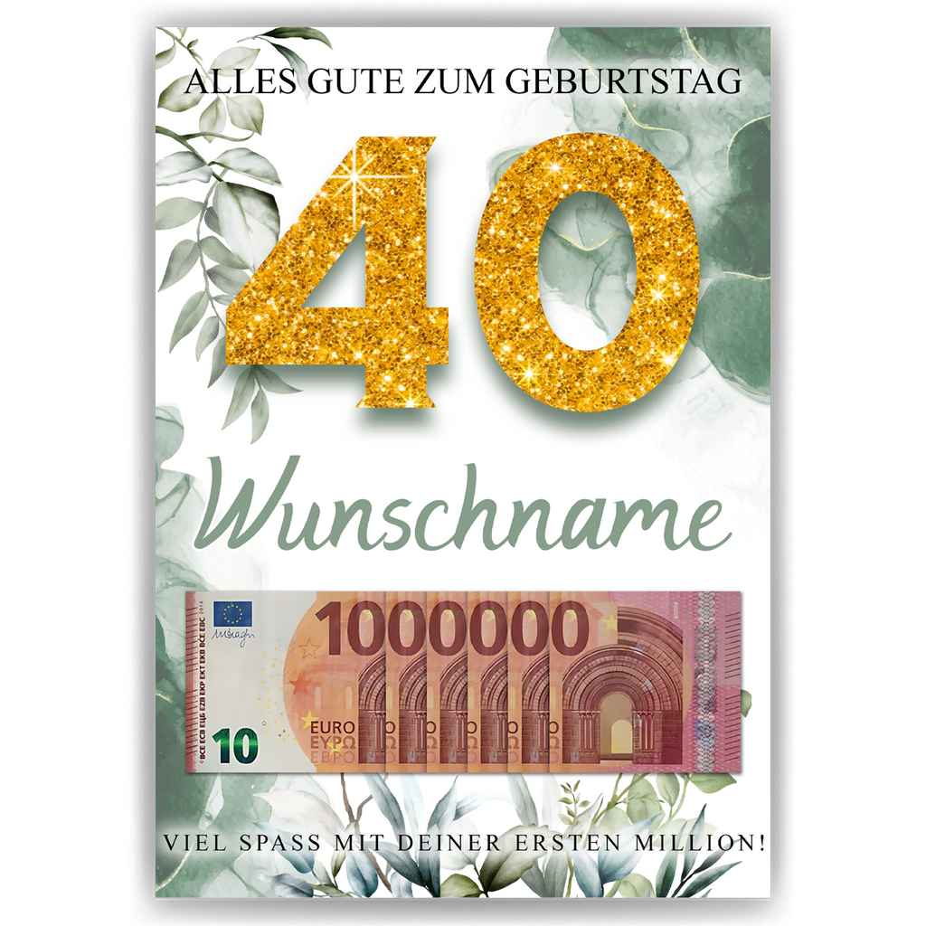 Personalisiertes Geldgeschenk zum 40. Geburtstag Männer Frauen Geburtstagsgeschenk Geld Geschenk personalisierbar
