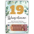 Personalisiertes Geldgeschenk zum 19. Geburtstag Männer Frauen Geburtstagsgeschenk Geld Geschenk personalisierbar