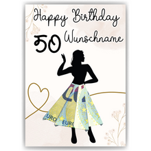 Laden Sie das Bild in den Galerie-Viewer, Geldgeschenk zum 50. Geburtstag Personalisiert Frauen Geburtstagsgeschenk Freundin Geld Geschenkidee
