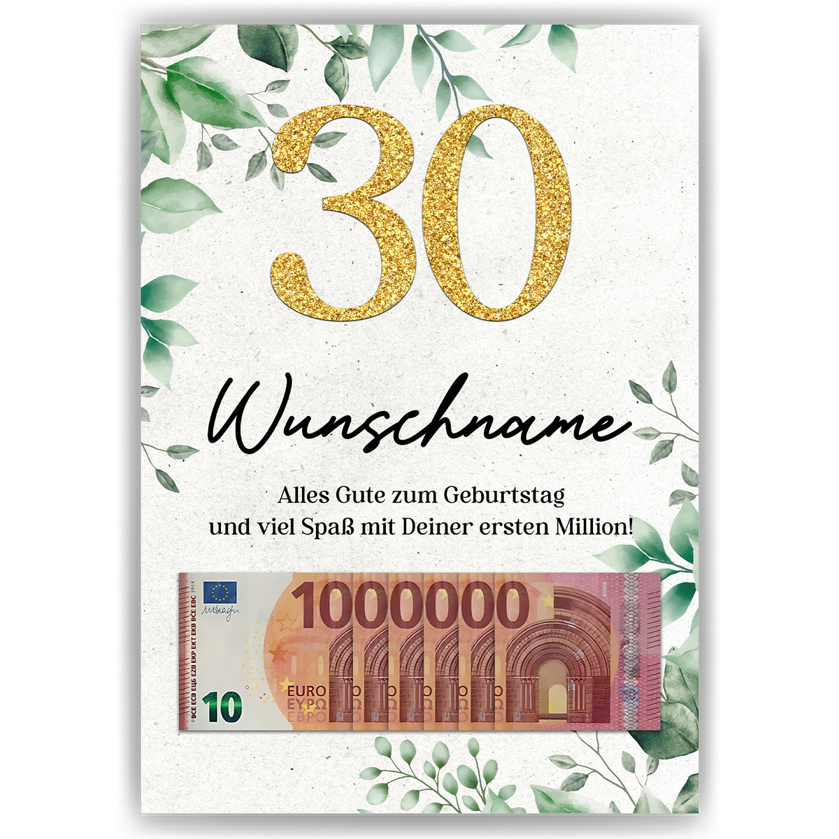 Personalisiertes Geldgeschenk zum 30. Geburtstag Männer Frauen Geburtstagskarte