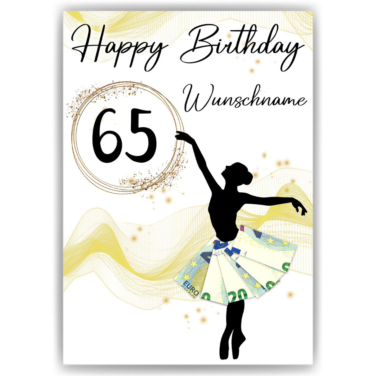 65. Geburtstag Geldgeschenk Personalisiert Frauen Freundin Geschenk Ballerina personalisierbar Geburtstagskarte Ballett