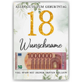 Personalisiertes Geldgeschenk zum 18. Geburtstag Frauen Männer Geburtstagsgeschenk Geld Geschenkidee personalisierbar