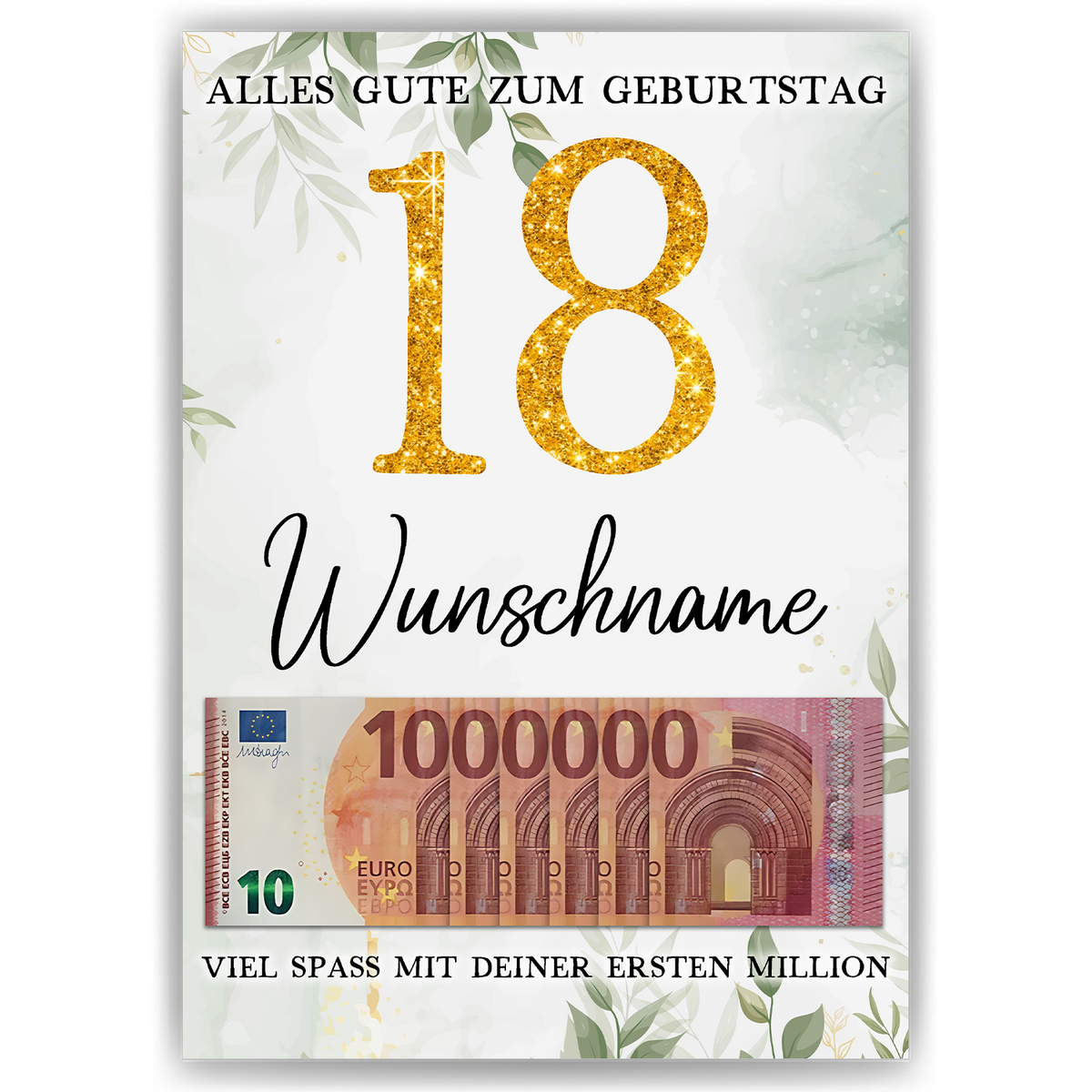 Personalisiertes Geldgeschenk zum 18. Geburtstag Frauen Männer Geburtstagsgeschenk Geld Geschenkidee personalisierbar