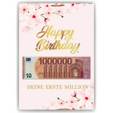 Laden Sie das Bild in den Galerie-Viewer, Geldgeschenk Geburtstag Frau | erste Million | Lustiges Geburtstagsgeschenk Freundin Witzige Geschenkidee Damen Geld verschenken

