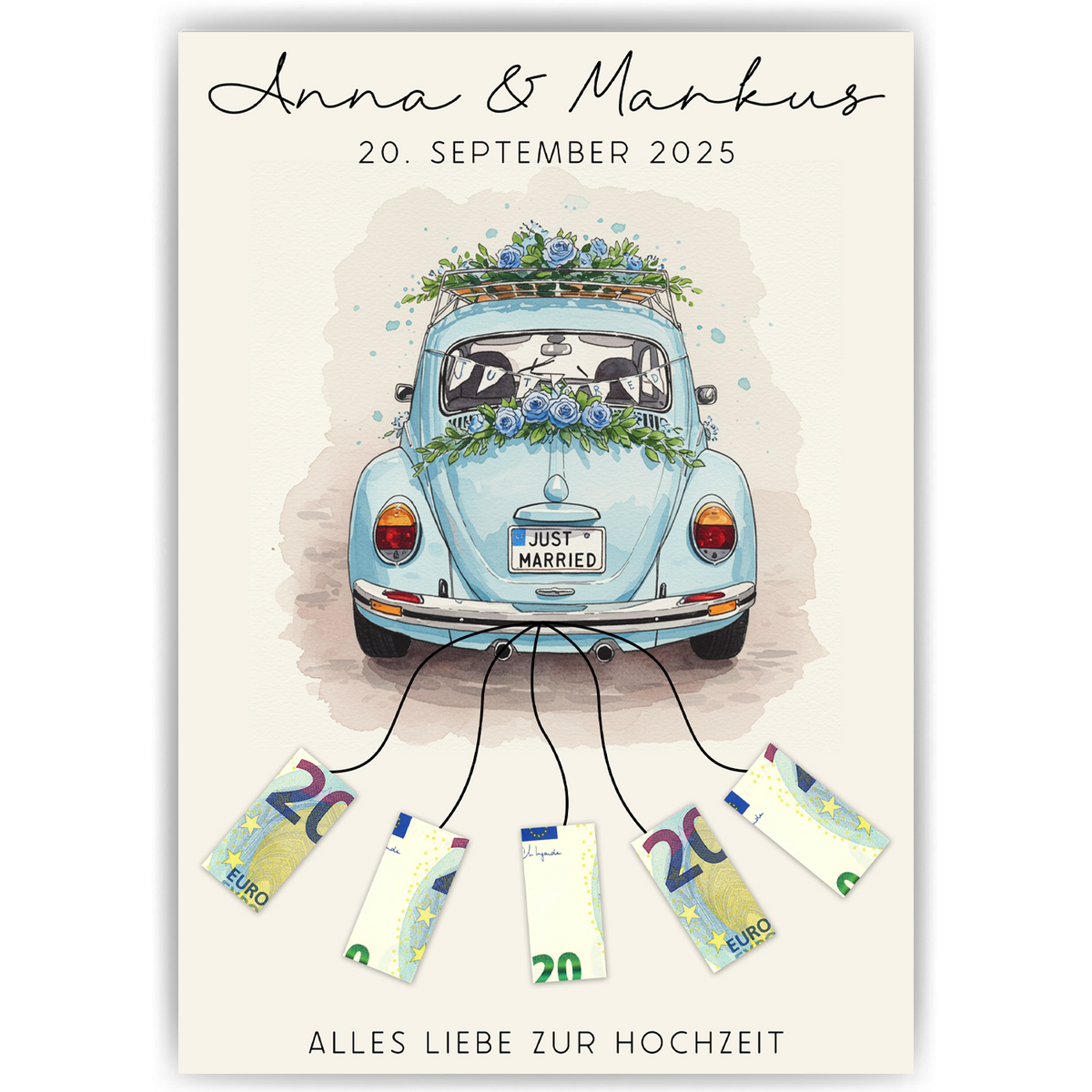 Hochzeitsauto Geldgeschenk Personalisiert Hochzeitsgeschenk personalisierbar Brautpaar Hochzeit
