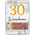 Personalisiertes Geldgeschenk zum 30. Geburtstag Frauen Männer Geburtstagsgeschenk Geld Geschenkidee personalisierbar