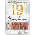 Personalisiertes Geldgeschenk zum 19. Geburtstag Frauen Männer Geburtstagsgeschenk Geld Geschenkidee personalisierbar