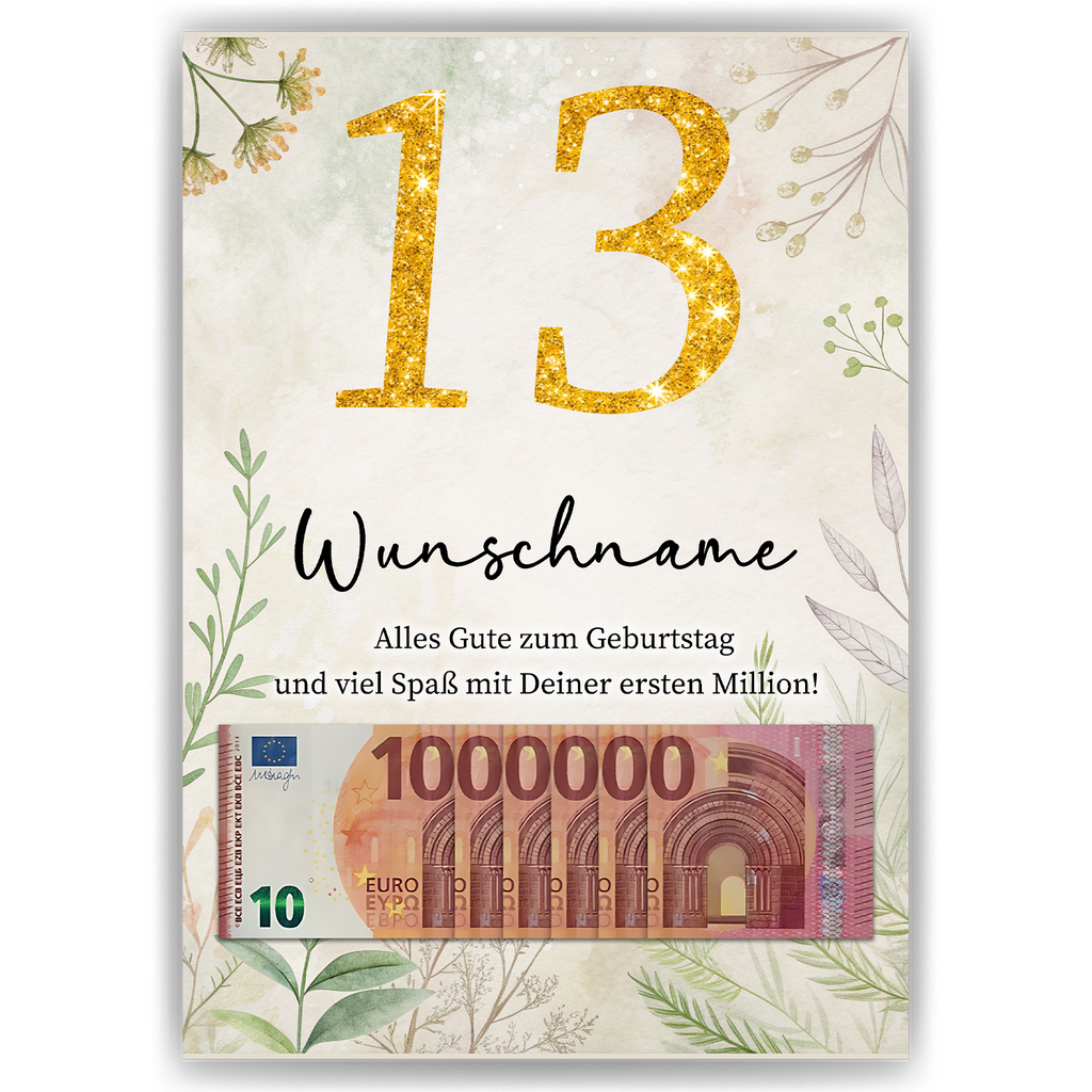 Personalisiertes Geldgeschenk zum 13. Geburtstag Männer Frauen Geburtstagsgeschenk Geld Geschenkidee personalisierbar
