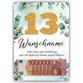 Personalisiertes Geldgeschenk zum 13. Geburtstag Männer Frauen Geburtstagsgeschenk Geld Geschenk personalisierbar