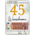 Personalisiertes Geldgeschenk zum 45. Geburtstag Frauen Männer Geburtstagsgeschenk Geld Geschenkidee personalisierbar