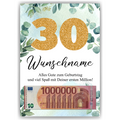 Personalisiertes Geldgeschenk zum 30. Geburtstag Männer Frauen Geburtstagsgeschenk Geld Geschenk personalisierbar