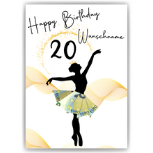 Laden Sie das Bild in den Galerie-Viewer, 20. Geburtstag Geldgeschenk Personalisiert Frauen Freundin Geld Ballerina Geburtstagskarte Ballett
