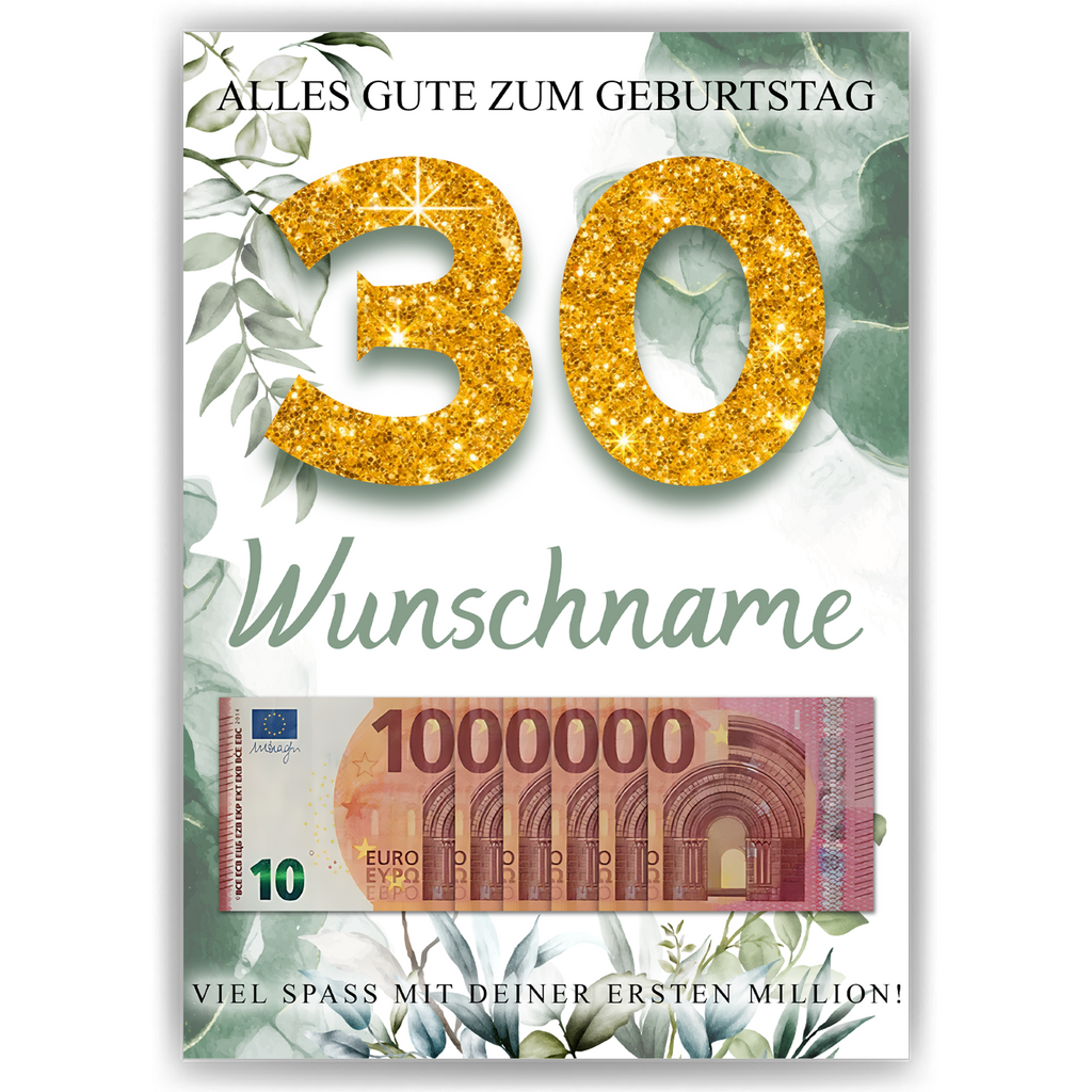Personalisiertes Geldgeschenk zum 30. Geburtstag Männer Frauen Geburtstagsgeschenk Geld Geschenk personalisierbar