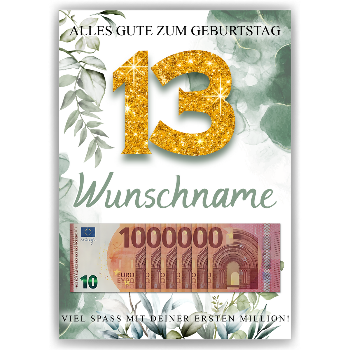 Personalisiertes Geldgeschenk zum 13. Geburtstag Männer Frauen Geburtstagsgeschenk Geld Geschenk personalisierbar