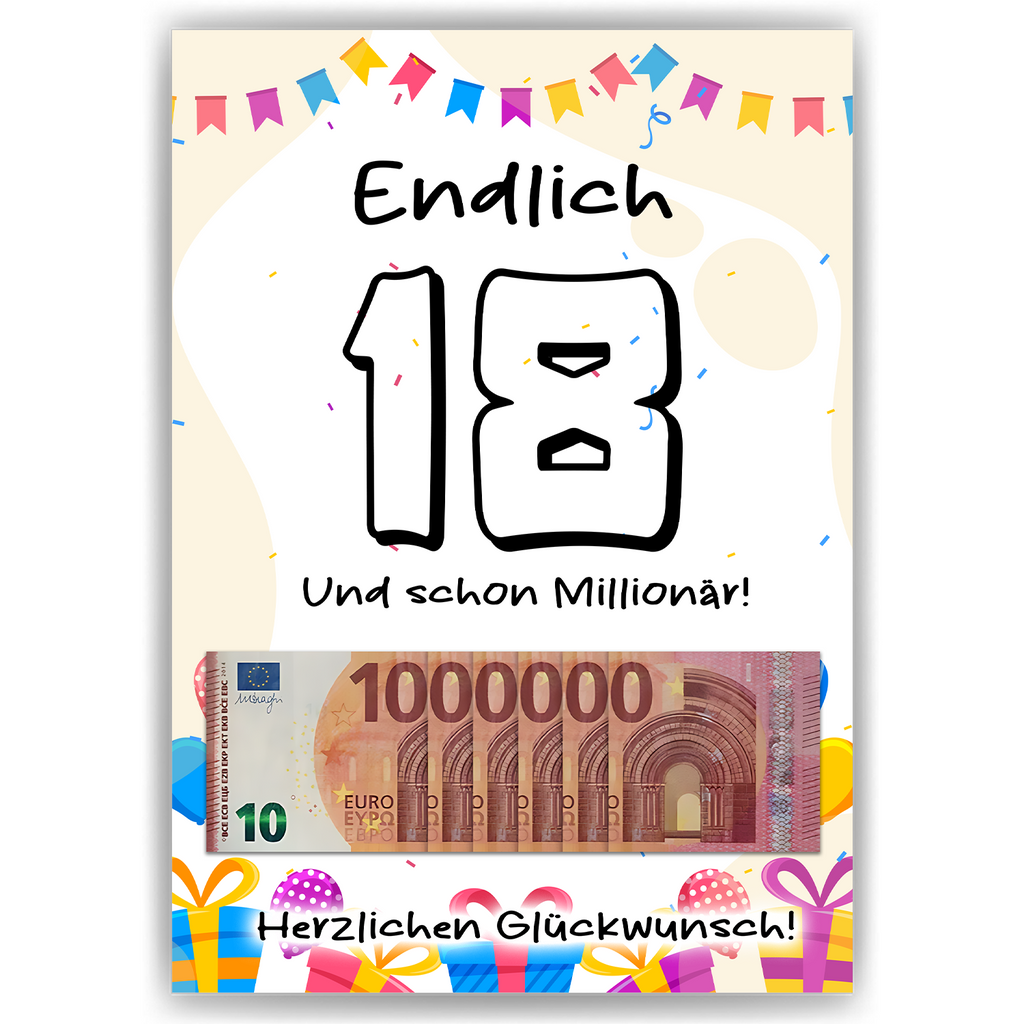 Geldgeschenk 18. Geburtstag Jungen Mädchen Lustige Geschenkidee 18 Jahre - Deine erste Million