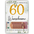 Personalisiertes Geldgeschenk zum 60. Geburtstag Frauen Männer Geburtstagsgeschenk Geld Geschenkidee personalisierbar