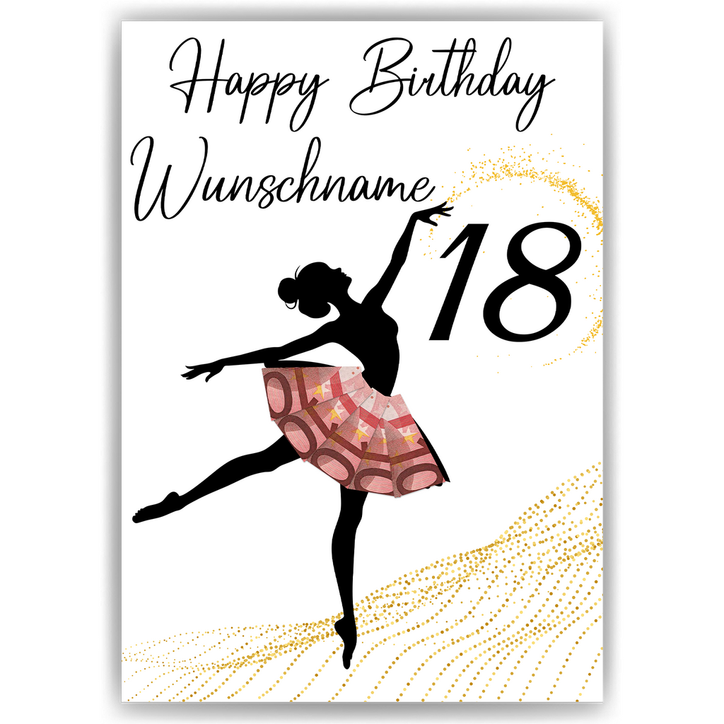 18. Geburtstag Geldgeschenk Personalisiert Frauen Freundin Geld Ballerina Geburtstagskarte Ballett