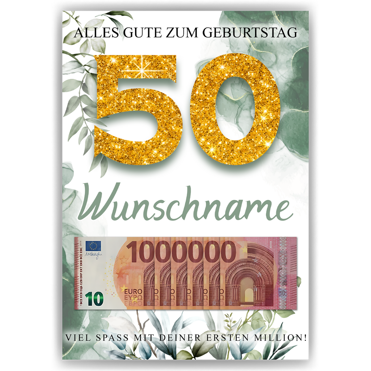 Personalisiertes Geldgeschenk zum 50. Geburtstag Männer Frauen Geburtstagsgeschenk Geld Geschenk personalisierbar