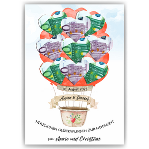 Personalisiertes Geldgeschenk Hochzeit Heißluftballon Hochzeitsgeschenk personalisierbar
