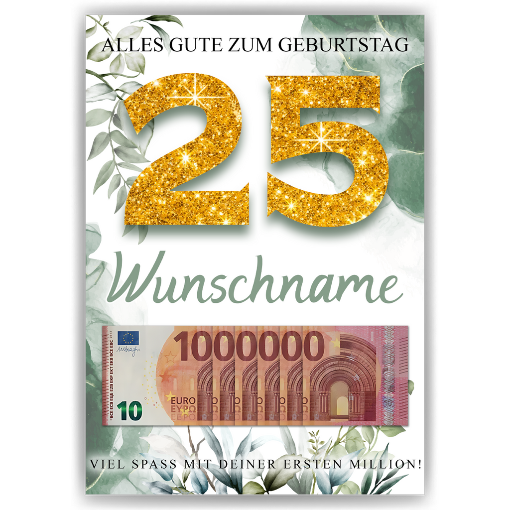 Personalisiertes Geldgeschenk zum 25. Geburtstag Männer Frauen Geburtstagsgeschenk Geld Geschenk personalisierbar