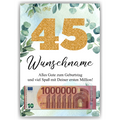 Personalisiertes Geldgeschenk zum 45. Geburtstag Männer Frauen Geburtstagsgeschenk Geld Geschenk personalisierbar