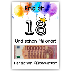 Geldgeschenk 18. Geburtstag Jungen Mädchen Lustiges Geburtstagsgeschenk Witzige Geschenkidee Geld verschenken Sohn Tochter 18 Jahre Geschenk