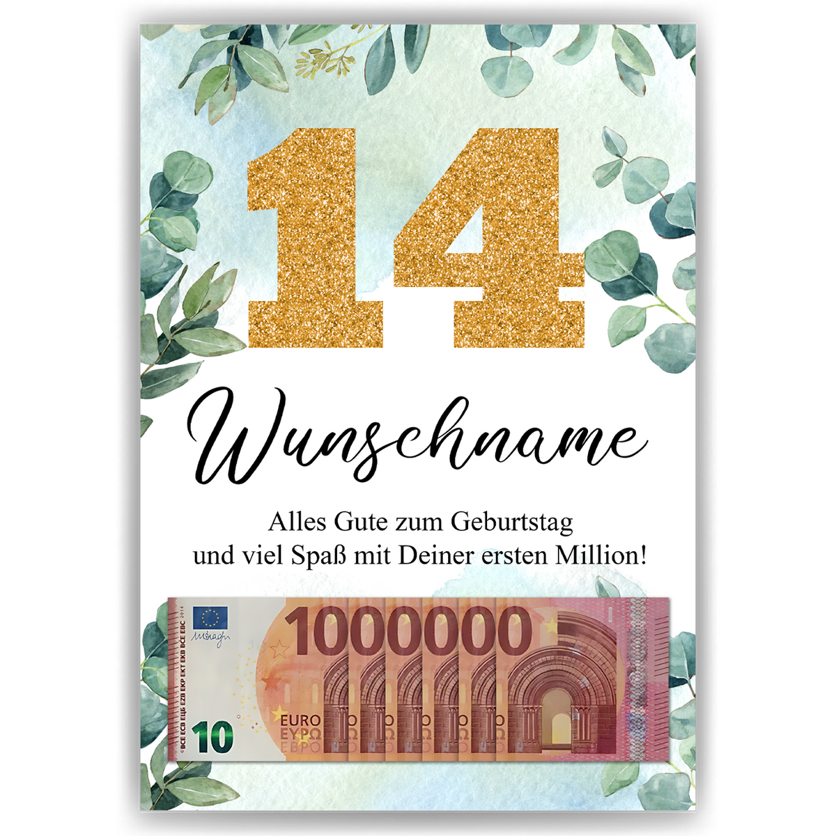 Personalisiertes Geldgeschenk zum 14. Geburtstag Männer Frauen Geburtstagsgeschenk Geld Geschenk personalisierbar