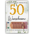 Personalisiertes Geldgeschenk zum 50. Geburtstag Frauen Männer Geburtstagsgeschenk Geld Geschenkidee personalisierbar