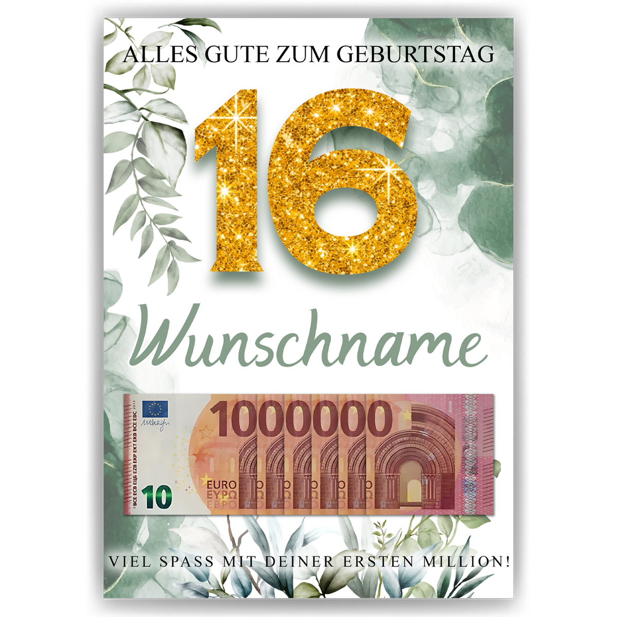 Personalisiertes Geldgeschenk zum 16. Geburtstag Männer Frauen Geburtstagsgeschenk Geld Geschenk personalisierbar