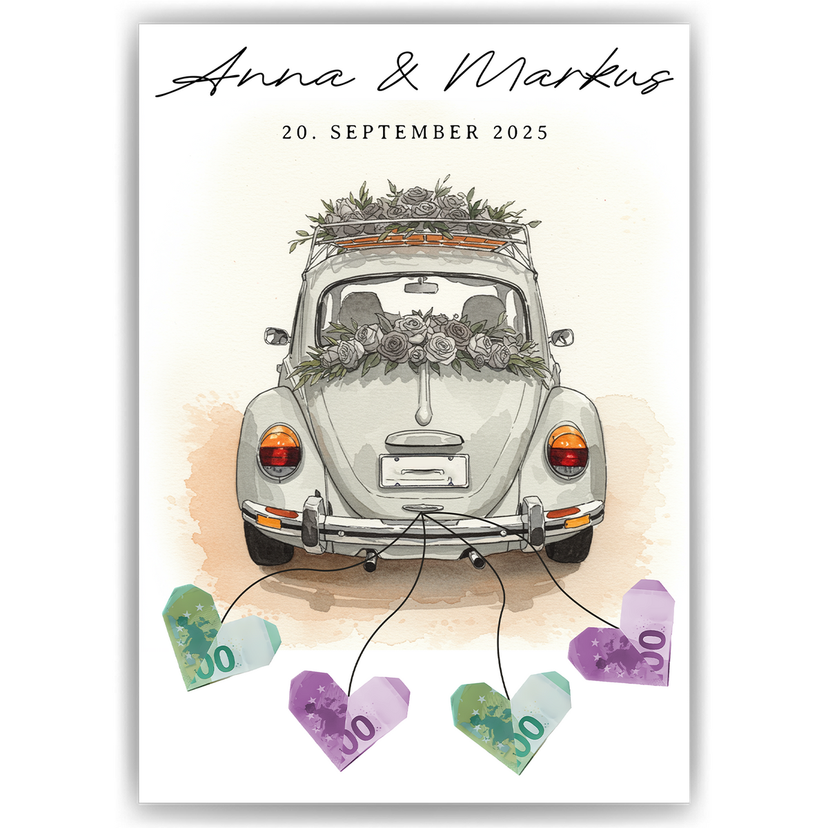 Hochzeit Personalisiertes Geldgeschenk Hochzeitsauto Hochzeitsgeschenk personalisierbar Brautpaar
