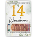 Personalisiertes Geldgeschenk zum 14. Geburtstag Frauen Männer Geburtstagsgeschenk Geld Geschenkidee personalisierbar