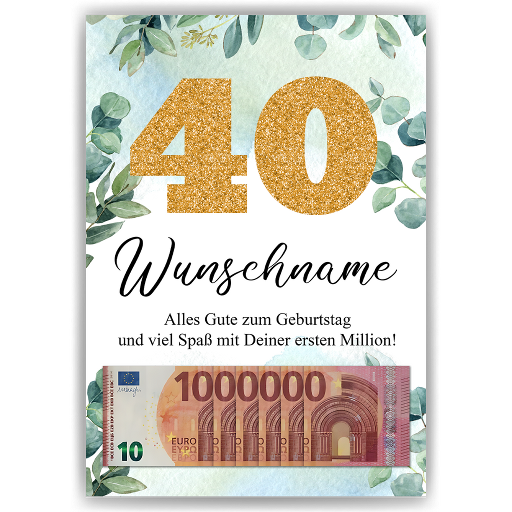 Personalisiertes Geldgeschenk zum 40. Geburtstag Männer Frauen Geburtstagsgeschenk Geld Geschenk personalisierbar