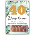 Personalisiertes Geldgeschenk zum 40. Geburtstag Männer Frauen Geburtstagsgeschenk Geld Geschenk personalisierbar