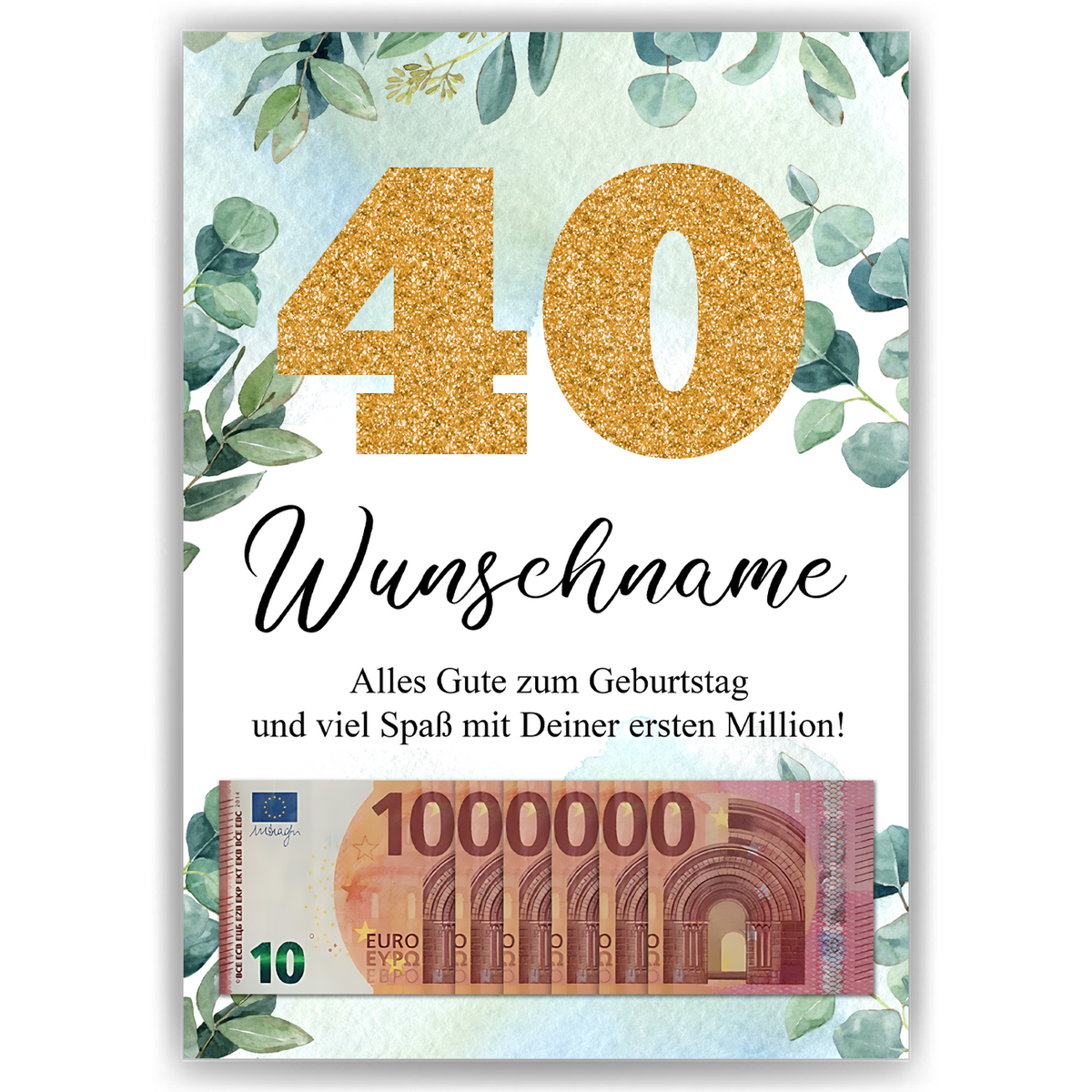 Personalisiertes Geldgeschenk zum 40. Geburtstag Männer Frauen Geburtstagsgeschenk Geld Geschenk personalisierbar