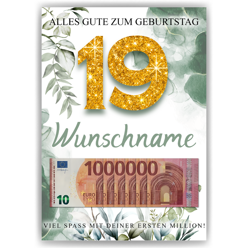 Personalisiertes Geldgeschenk zum 19. Geburtstag Männer Frauen Geburtstagsgeschenk Geld Geschenk personalisierbar