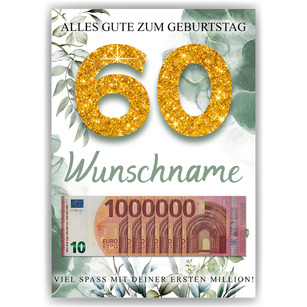 Personalisiertes Geldgeschenk zum 60. Geburtstag Männer Frauen Geburtstagsgeschenk Geld Geschenk personalisierbar