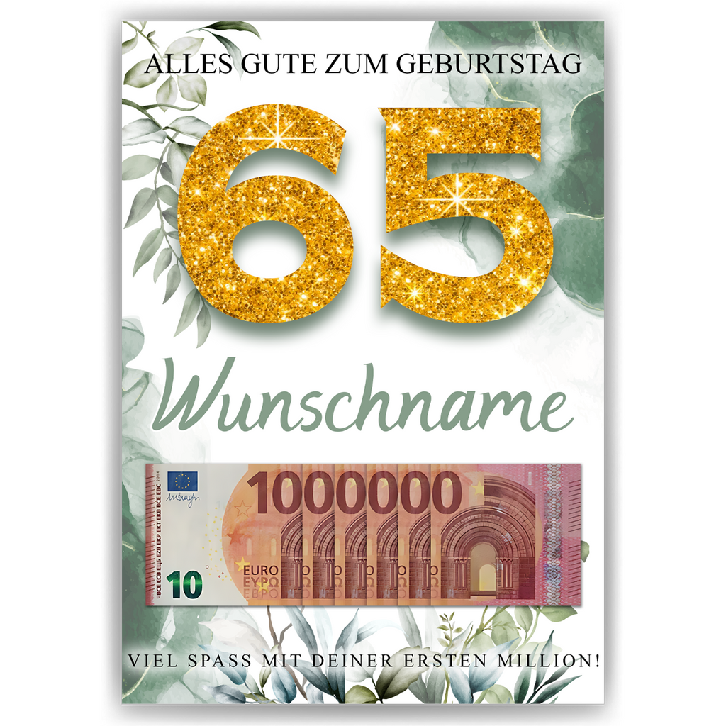 Personalisiertes Geldgeschenk zum 65. Geburtstag Männer Frauen Geburtstagsgeschenk Geld Geschenk personalisierbar