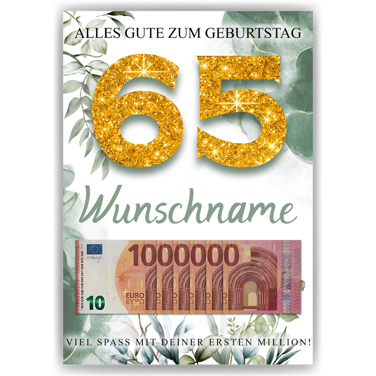 Personalisiertes Geldgeschenk zum 65. Geburtstag Männer Frauen Geburtstagsgeschenk Geld Geschenk personalisierbar