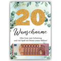 Personalisiertes Geldgeschenk zum 20. Geburtstag Männer Frauen Geburtstagsgeschenk Geld Geschenk personalisierbar