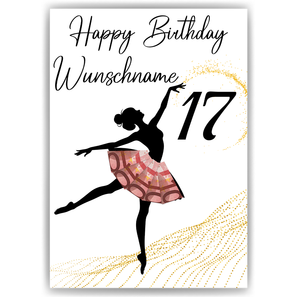 17. Geburtstag Geldgeschenk Personalisiert Frauen Freundin Geld Ballerina Geburtstagskarte Ballett