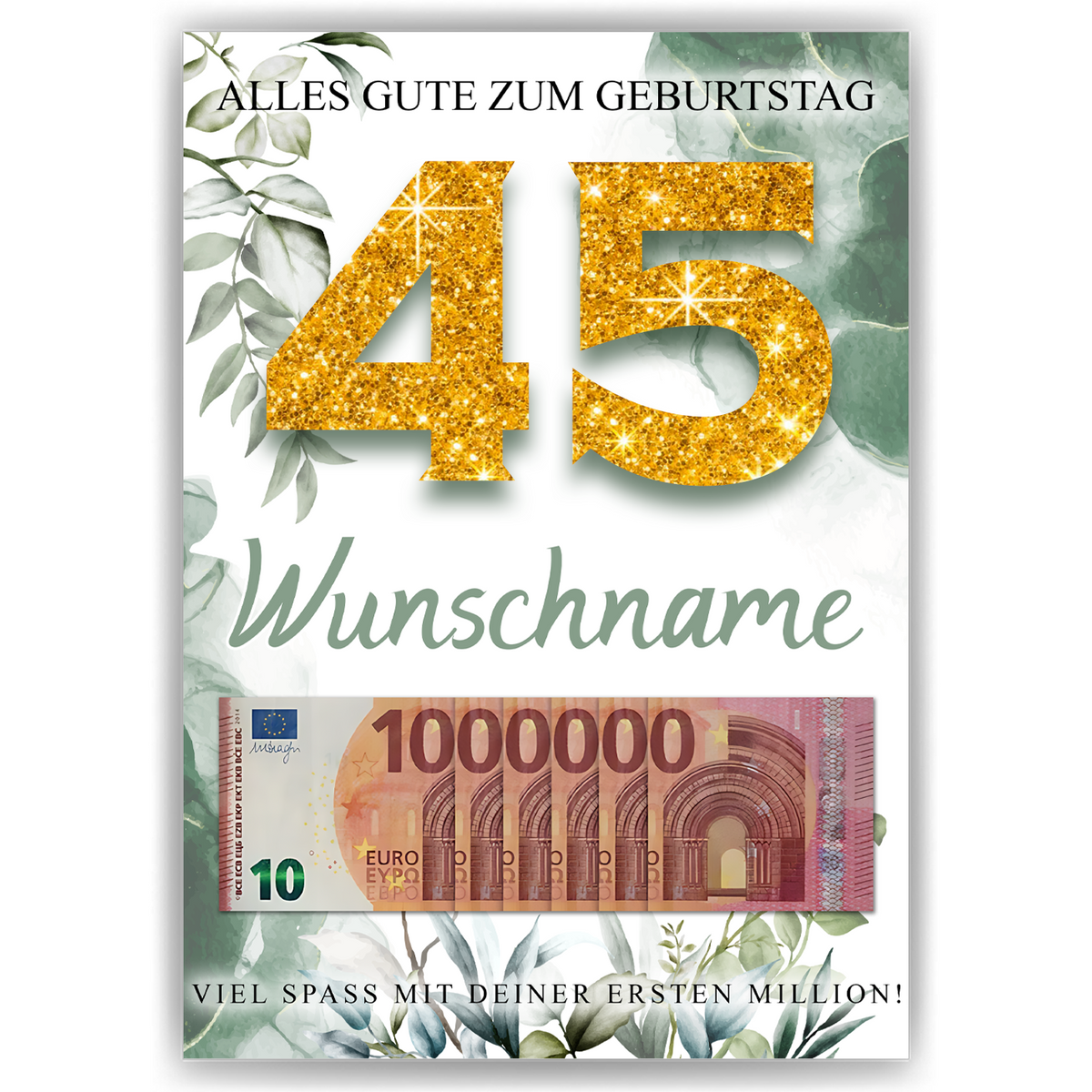 Personalisiertes Geldgeschenk zum 45. Geburtstag Männer Frauen Geburtstagsgeschenk Geld Geschenk personalisierbar