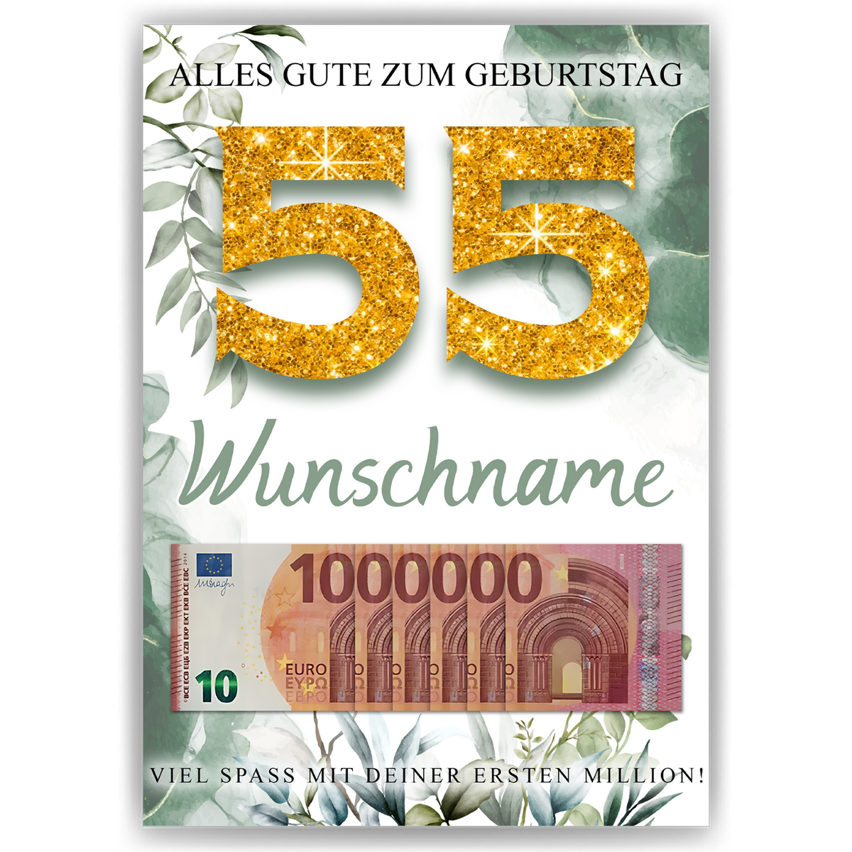Personalisiertes Geldgeschenk zum 55. Geburtstag Männer Frauen Geburtstagsgeschenk Geld Geschenk personalisierbar