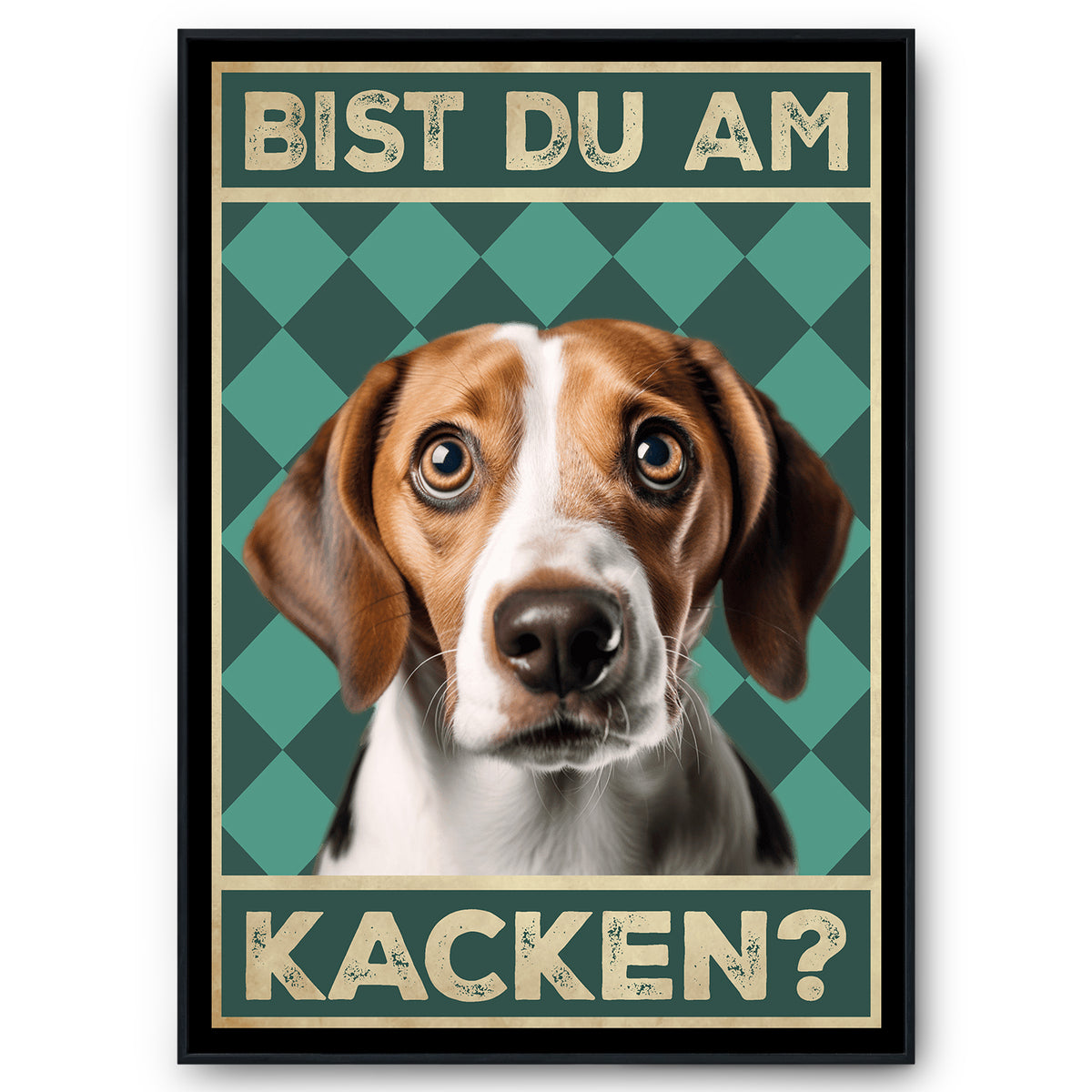 Beagle - Bist du am Kacken? Hunde Poster Badezimmer Gästebad Wandbild Klo Toilette Dekoration Lustiges Gäste-WC Bild DIN A4