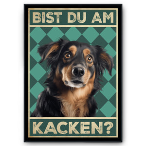 Hovawart - Bist du am Kacken? Hunde Poster Badezimmer Gästebad Wandbild Klo Toilette Dekoration Lustiges Gäste-WC Bild DIN A4