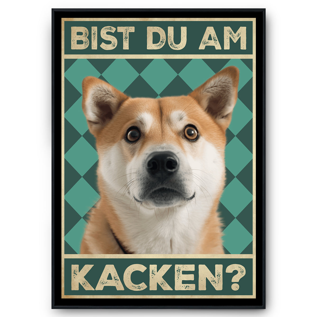 Akita Inu - Bist du am Kacken? Hunde Poster Badezimmer Gästebad Wandbild Klo Toilette Dekoration Lustiges Gäste-WC Bild DIN A4