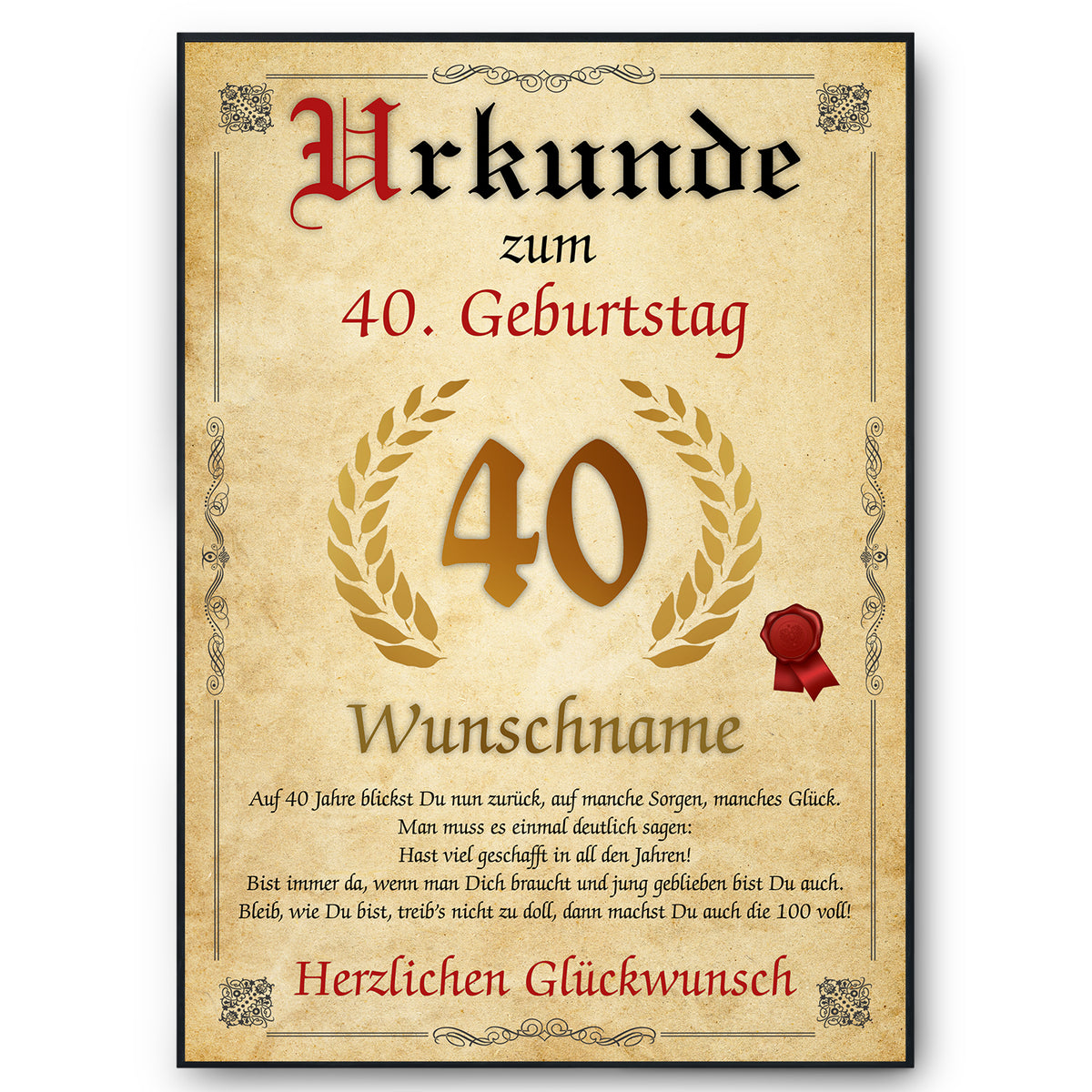 Urkunde zum 40. Geburtstag personalisiertes Geschenk Jahrgang 1986 Geburtstagsurkunde 40 Jahre Geburtstagsgeschenk