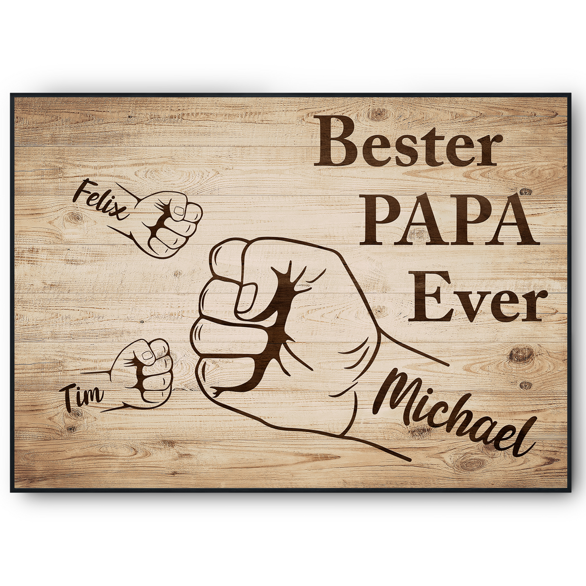 Bester Papa Geschenk personalisiert | Vater Geburtstag Papa Familienbild | Vatertag personalisiertes Geschenk Papa Kinder